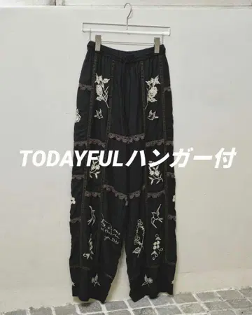 Embroidery Patchwork Trousers Black 36