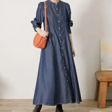 어반 리서치 핏 플레어 데님 원피스