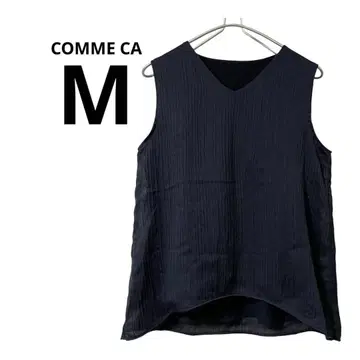 새상품급 COMME CA 네이비 플리츠 슬리브리스 탑 M 오피스