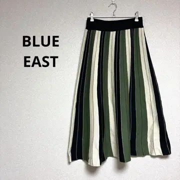 BLUE EAST 여성용 롱 플레어 스커트 체크 그린