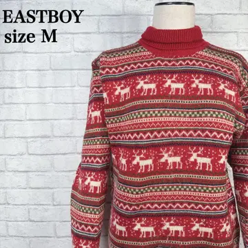 EAST BOY 90s 크리스마스 노르딕 니트 구제 의류 빨간색 M