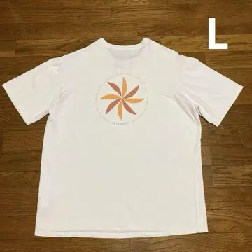SP22 Patagonia 풍차 티셔츠 L 베이지 양면 프린트