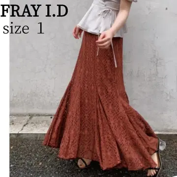 FRAY I.D 레이스 플레어 머메이드 스커트 브라운 size 1