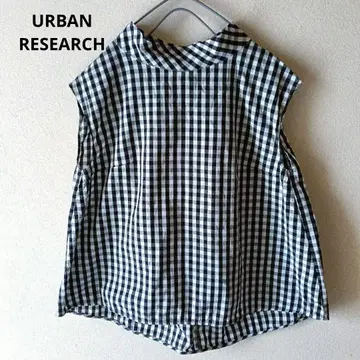URBAN RESEARCH 블라우스 체크 스탠드 카라 넉넉한 핏