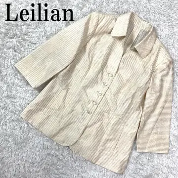 Leilian 레리안 셔츠 자켓 보더 베이지 11 B740