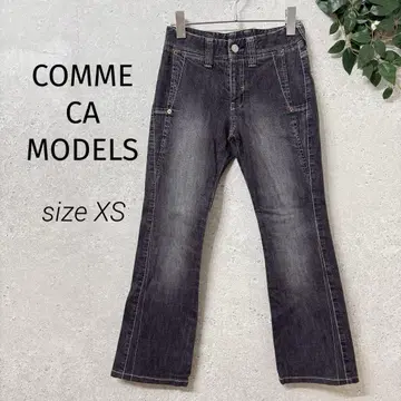 COMME CA MODELS 블랙 데님 세미 플레어 팬츠 XS 스몰