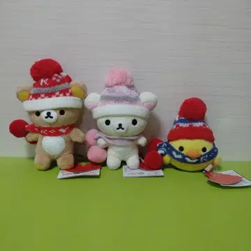리락쿠마 하트 니트 매달린 봉제 인형 3개 세트 약 12~17cm