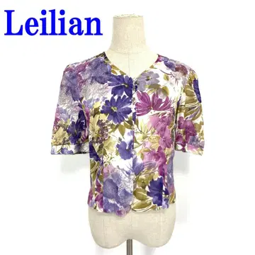 Leilian 레리안 반팔 블라우스 퍼플 코튼 100% 9 C3477