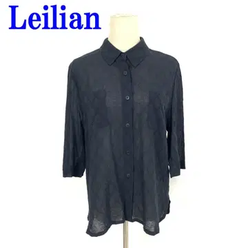 Leilian 레리안 7부 소매 셔츠 블랙 울 100% 13 C3480