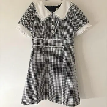 evelyn 에블린 하운드투스 체크 펄 원피스 반팔 미니 원피스