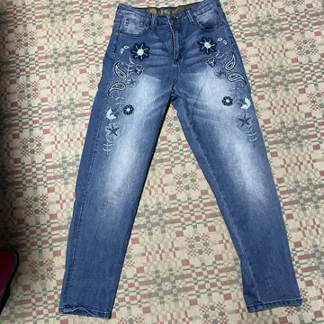 Desigual 꽃무늬 자수 데님 팬츠