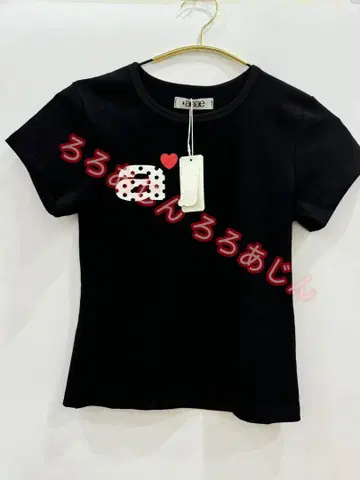aeae 블랙 반팔 티셔츠 폴카 도트