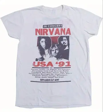 NIRVANA 콘서트 티셔츠 USA '91