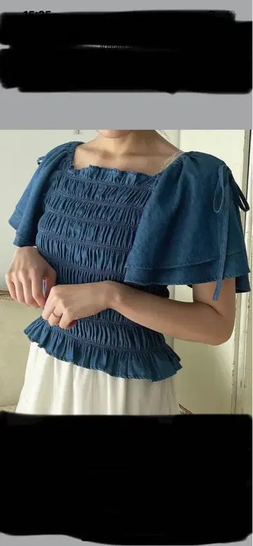 새상품 새상품급 Areeam 아림 내 마음대로 데님 블라우스 셔링