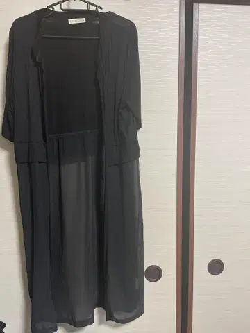 블랙 시스루 가디건 반팔