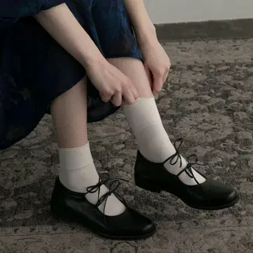 더블 리본 스트랩 발레 슈즈