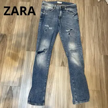 ZARA 남성용 데미지 청바지 EUR38 S 블루 워시 가공