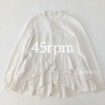 45rpm 45R 코튼 아이보리 티셔츠 블라우스 프론트 오픈