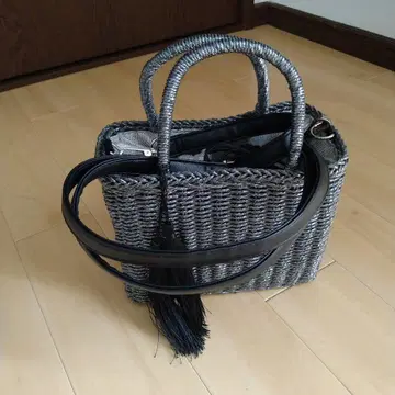 애프터눈 티 그레이 뜨개질 바스켓백 태슬 포함