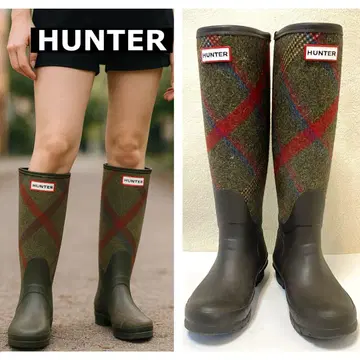 [새상품급] HUNTER 헌터 롱 레인부츠 트위드 장마 멋쟁이 장화