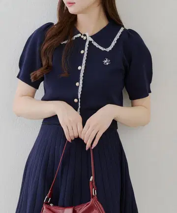 미사용 새상품 네이비 퍼프 슬리브 셋업