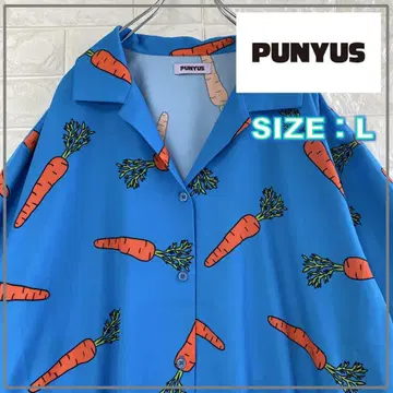 PUNYUS 푸뉴즈 당근 패턴 반팔 셔츠 L 와타나베 나오미 4165