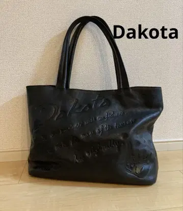새상품급 Dakota 로고 엠보 블랙 천연 가죽 올 레더 백 A4 가능