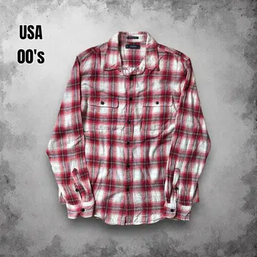 00년대 USA 긴팔 플란넬 셔츠 옴브레 섀도우 체크 로스앤젤레스