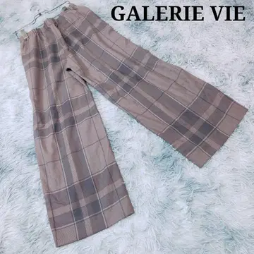 GALERIE VIE 체크 무늬 와이드 팬츠 넉넉한 아름다운 실루엣 고급