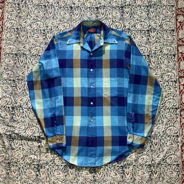 60년대 Van Heusen 코튼 100% 체크 셔츠 빈티지