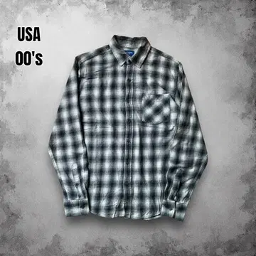 00s USA 애리조나 긴팔 옴브레 체크 플란넬 셔츠 섀도우 체크