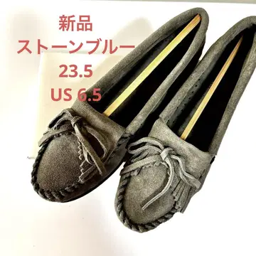 미사용 새상품 미네통카 모카신 킬티 스톤 블루 US6.5