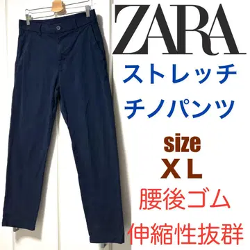 ZARA 자라 슬림핏 스트레치 팬츠 L 네이비 허리밴딩