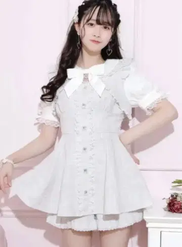 노에미/아가씨 소매 레이스 트위드 레이어드 스타일 셋업/색스