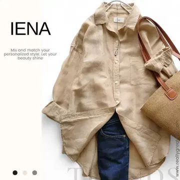 이에나 IENA 긴팔 셔츠 베이지 린넨 리오셀 겉옷 루즈핏
