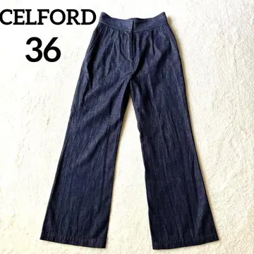 CELFORD 플레어 데님 팬츠 얇은 소재 36 인디고 청바지 턱