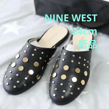 새상품 NINE WEST 골드 스터드 사보 샌들 24cm 블랙