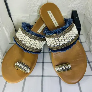 누키테파 비즈 장식 네이비 샌들 사이즈 36(23cm)