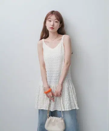 후쿠레 자카드 미니 원피스