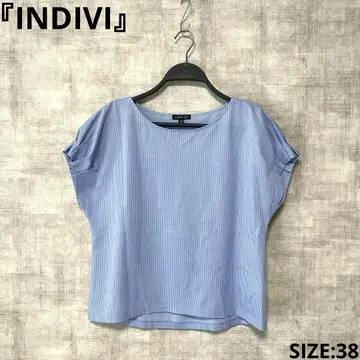 일본제 [INDIVI] 스트라이프 패턴 반팔 블라우스 SIZE38