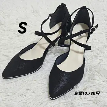 미사용 새상품 펌프스 파티용 결혼식 힐 스트랩 블랙 S