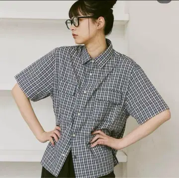 flaner 루즈 모듬 레귤러 카라 셔츠 체크 셔츠