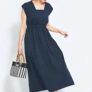 칼리테 롱 원피스 프렌치 슬리브 하이 웨스트 A 라인