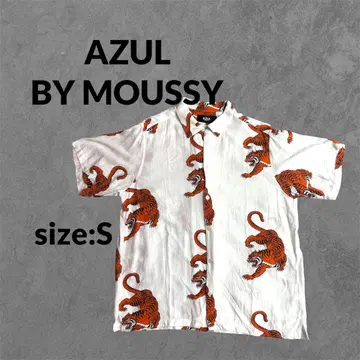 AZUL BY MOUSSY 호랑이 패턴 반팔 알로하 셔츠 S 사이즈