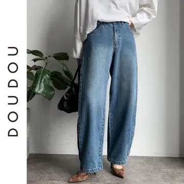 DOUDOU 라이트 블루 배럴 데님