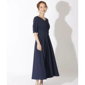 AND COUTURE 앙데팡당 38 허리 턱 원피스 네이비