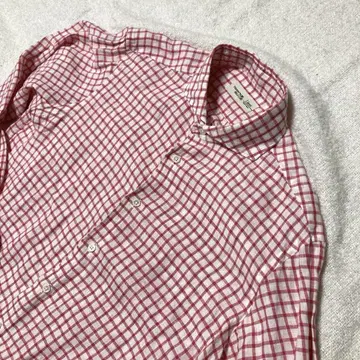 가마쿠라 셔츠 린넨 셔츠 레드 체크 L