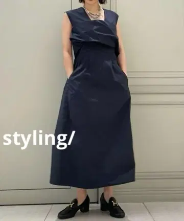 styling/스타일링 베어 컷 원피스 롱 원피스 네이비