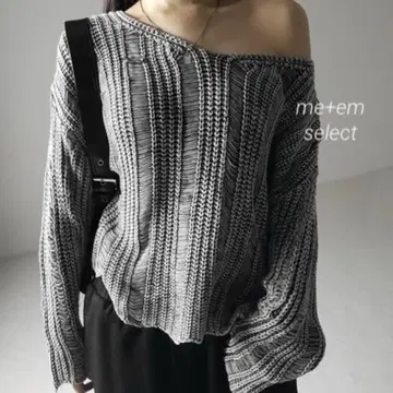 me+em select 빈티지 워시 크롭 오버 니트 F