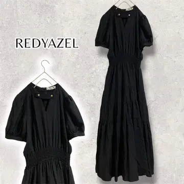 REDYAZEL 레이디 아젤 반팔 데콜테 컷 티어드 원피스 블랙
